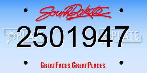 2501947 South Dakota License Plate