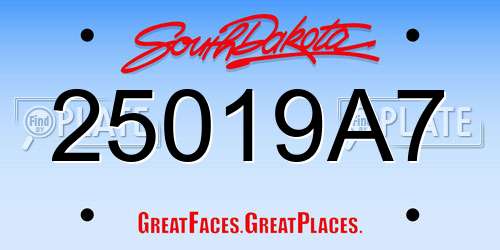 25019A7 South Dakota License Plate