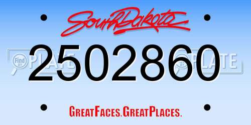 2502860 South Dakota License Plate