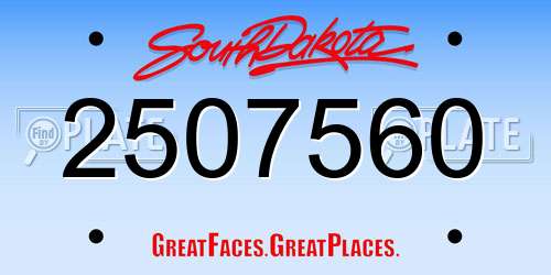 2507560 South Dakota License Plate