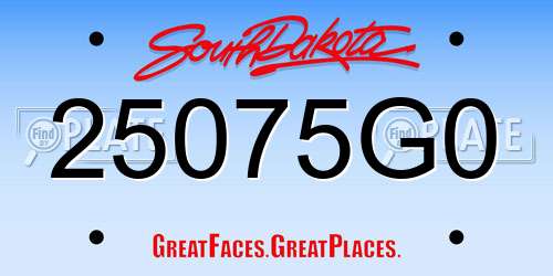 25075G0 South Dakota License Plate