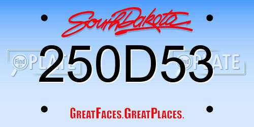 250D53 South Dakota License Plate
