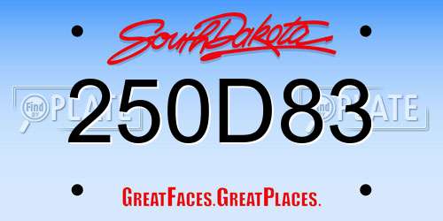 250D83 South Dakota License Plate