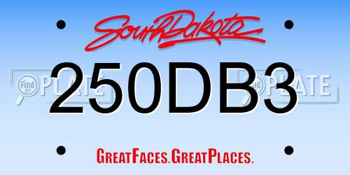 250DB3 South Dakota License Plate