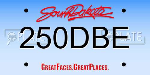 250DBE South Dakota License Plate