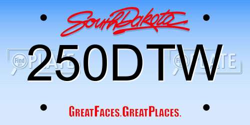 250DTW South Dakota License Plate