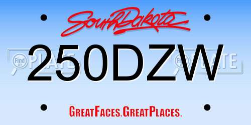 250DZW South Dakota License Plate