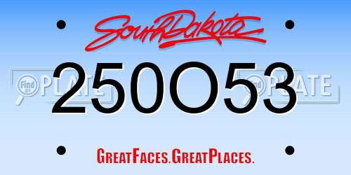 250O53 South Dakota License Plate