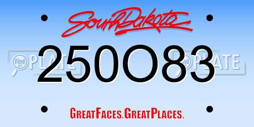 250O83 South Dakota License Plate