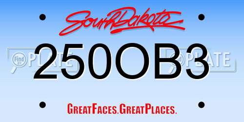250OB3 South Dakota License Plate