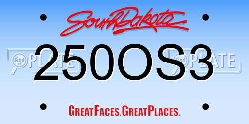250OS3 South Dakota License Plate