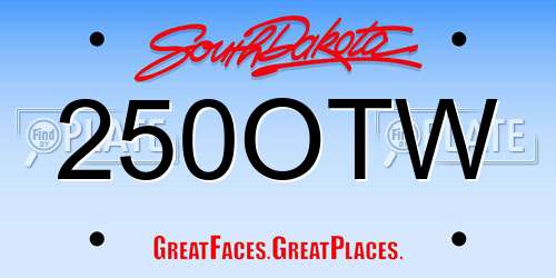 250OTW South Dakota License Plate