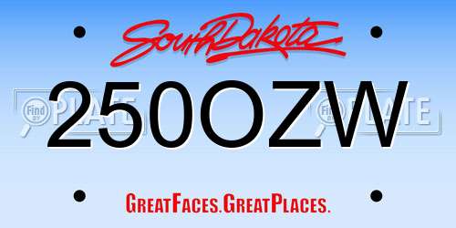 250OZW South Dakota License Plate