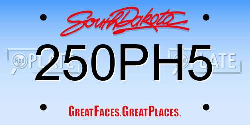 250PH5 South Dakota License Plate