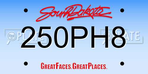 250PH8 South Dakota License Plate