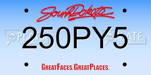 250PY5 South Dakota License Plate