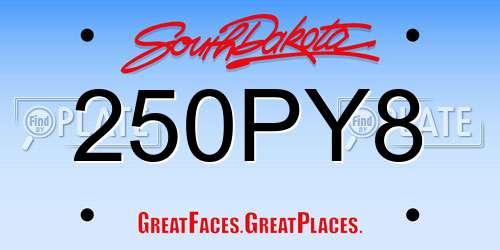 250PY8 South Dakota License Plate