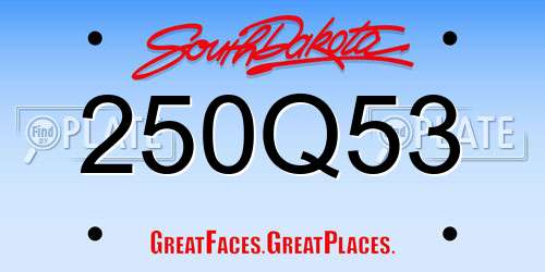 250Q53 South Dakota License Plate