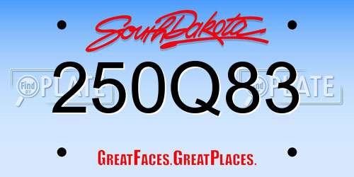 250Q83 South Dakota License Plate