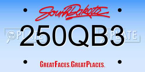 250QB3 South Dakota License Plate