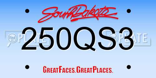 250QS3 South Dakota License Plate