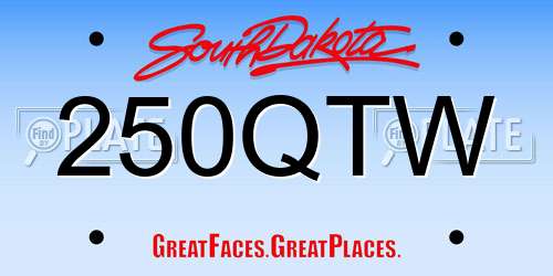 250QTW South Dakota License Plate