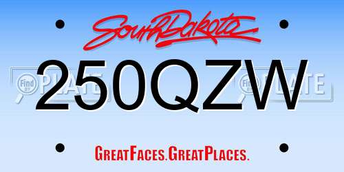 250QZW South Dakota License Plate