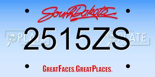 2515ZS South Dakota License Plate