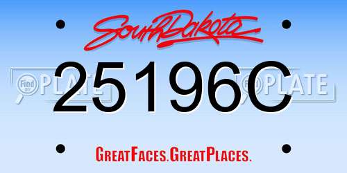 25196C South Dakota License Plate