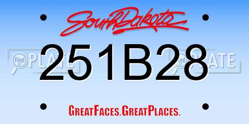 251B28 South Dakota License Plate