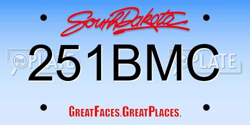 251BMC South Dakota License Plate
