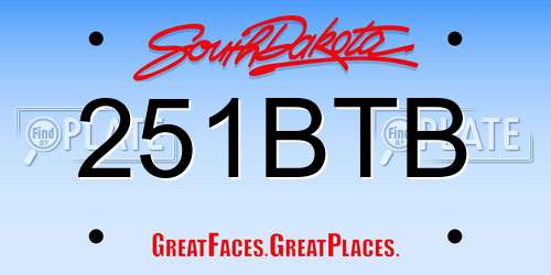 251BTB South Dakota License Plate