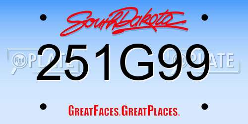 251G99 South Dakota License Plate