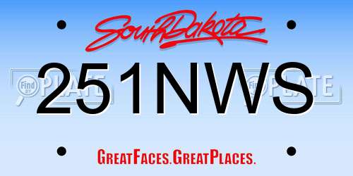 251NWS South Dakota License Plate