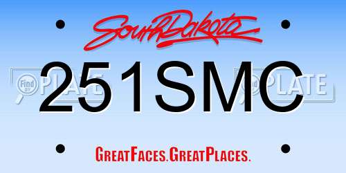 251SMC South Dakota License Plate