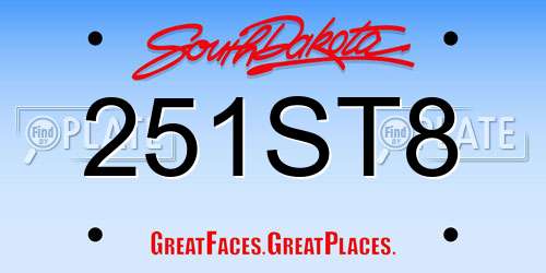 251ST8 South Dakota License Plate