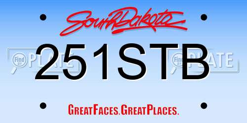 251STB South Dakota License Plate