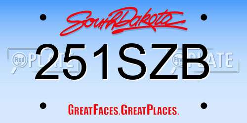 251SZB South Dakota License Plate