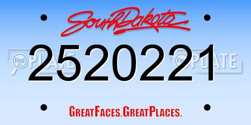 2520221 South Dakota License Plate