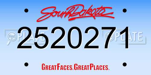 2520271 South Dakota License Plate