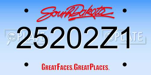 25202Z1 South Dakota License Plate