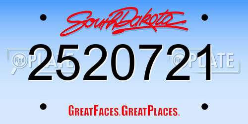 2520721 South Dakota License Plate
