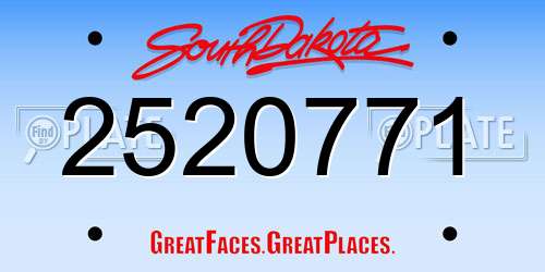 2520771 South Dakota License Plate