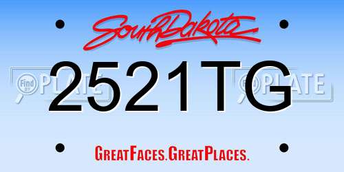 2521TG South Dakota License Plate