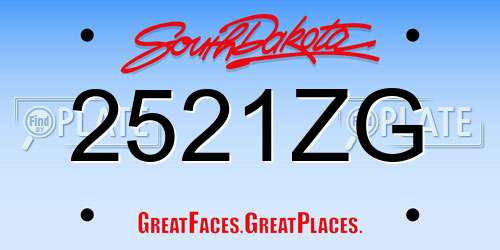 2521ZG South Dakota License Plate