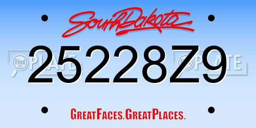 25228Z9 South Dakota License Plate