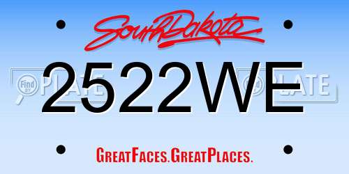 2522WE South Dakota License Plate