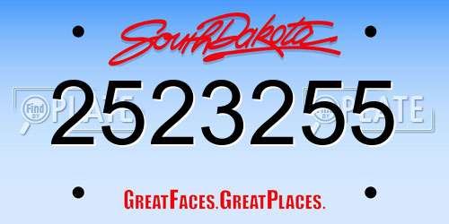 2523255 South Dakota License Plate