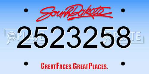 2523258 South Dakota License Plate