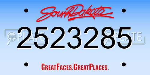 2523285 South Dakota License Plate